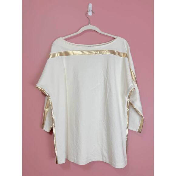 Twinset Milano Boatneck Gold Stripe Tunic Top Size Small